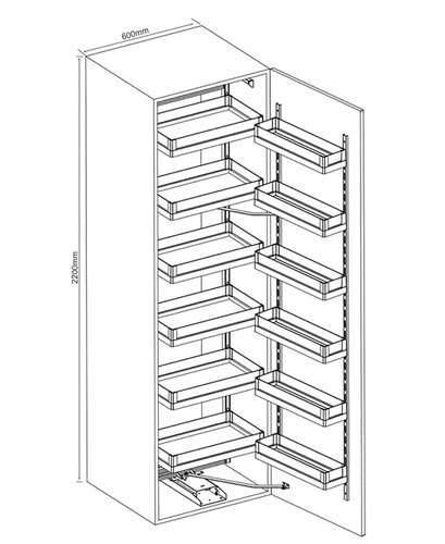 Glass Tandem Pantry Unit Soft Close Grey